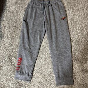 Minnesota Wild Pants Mens Gray NHL Hockey Joggers Zip Pocket Drawstring Cuffed